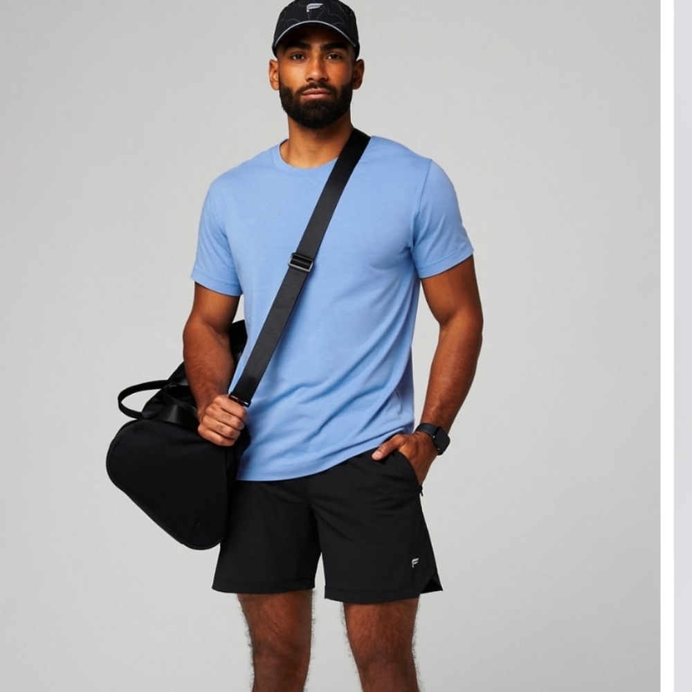 Fabletics Men's Black Athletic Shorts with Subtle Logo